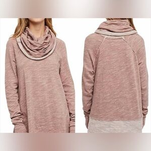 Free People Beach Cowl Neck Cocoon Pullover Dusty Pink Size OS